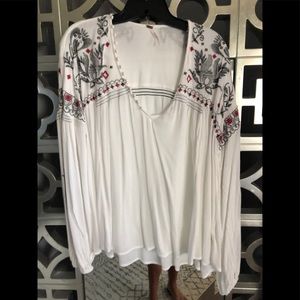 Free People embroidered peasant top